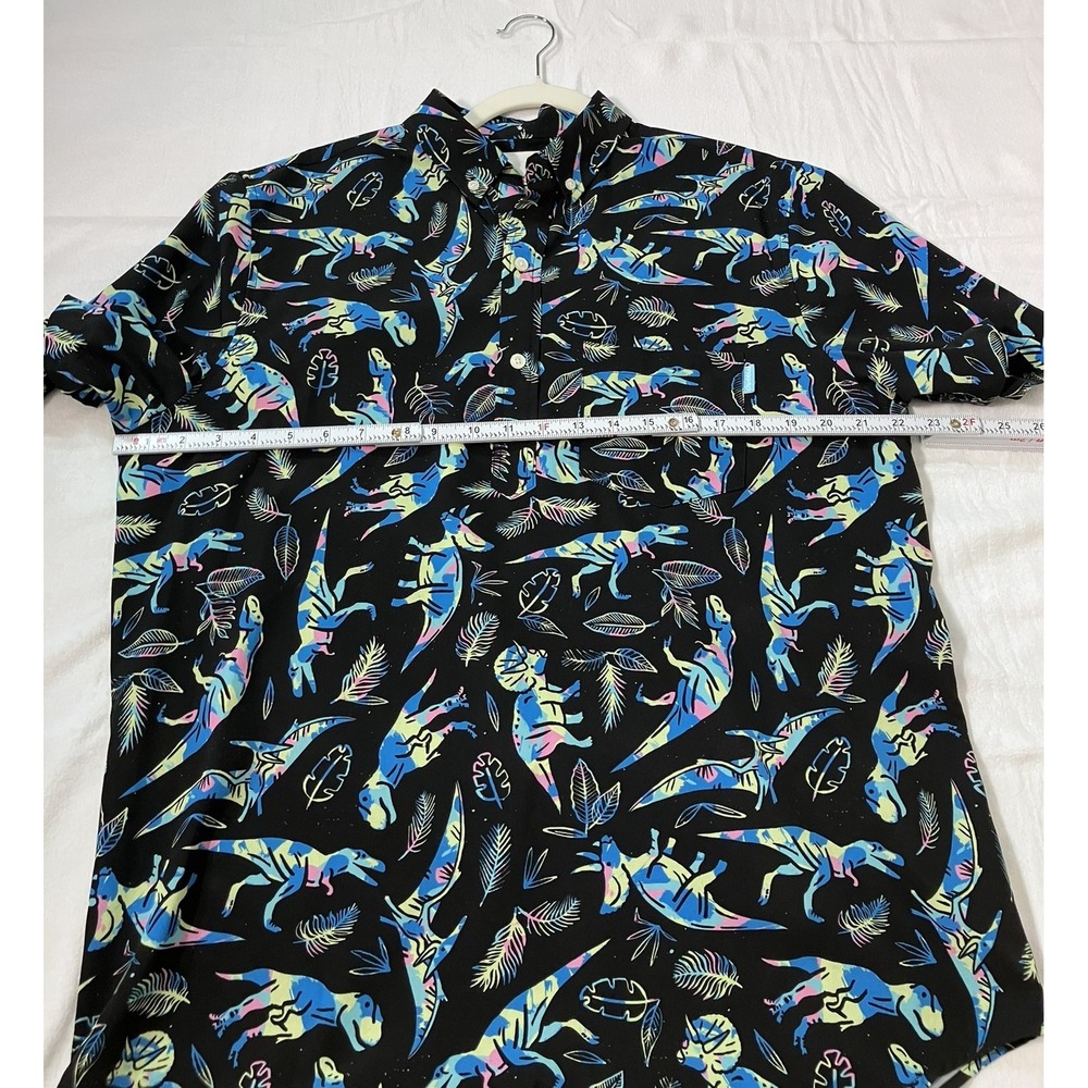 Chubbies Weekend Wear Dinosaur Print Shirt Mens Large Black S/S Retired Popover - Picture 4 of 11